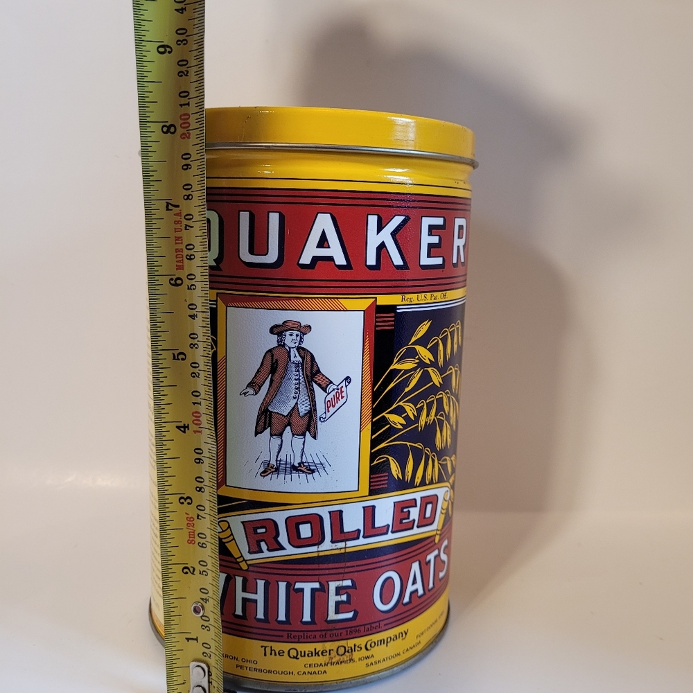 Vintage Quaker Oats Tin Canister Bilingual - Picture 8 of 10